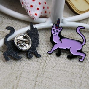 The Two Sides of The Purple Cat Lapel Pins