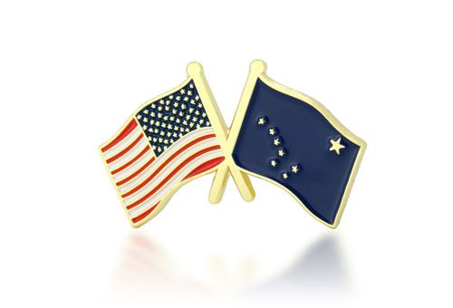 Alaska and USA Crossed Flag Pins
