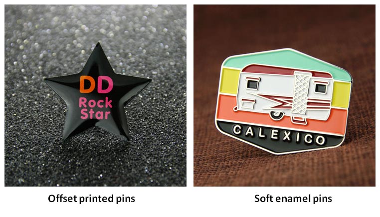 Offset printed pins VS soft enamel pins