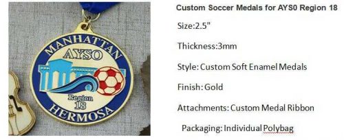 Custom Soccer Medals for AYS0 Region 18
