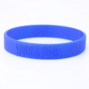 Blue silicone wristbands with embossed contents