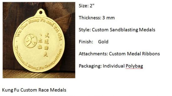 Kung Fu Custom Race Medals