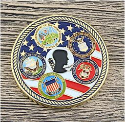 Military symbols on challenge coins