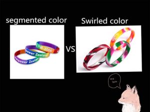Wristbands with Segmented and Swirled color