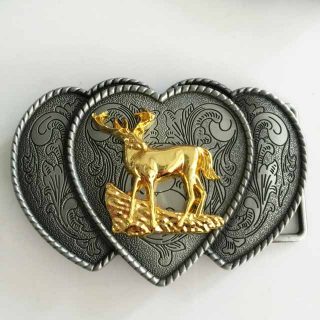 Retail-Western-Cowboy-belt-buckle-For-New-Fashion-Mens-High-Quality-Silver-Love-Gold-Deer-Metal