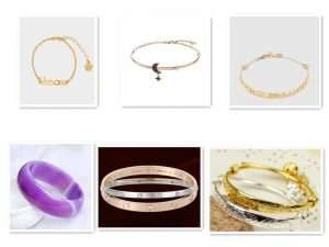 Different styles of bracelets are made of different materials