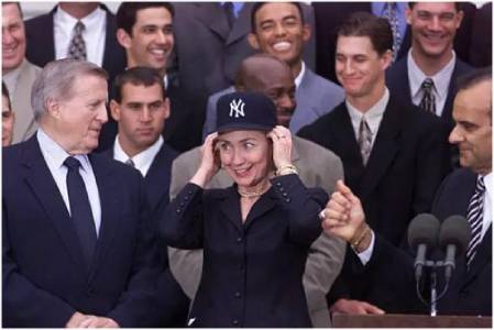 Hillary Clinton wearing NY CAP