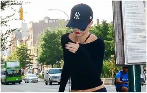 Kendall Jenner wearing NY CAP