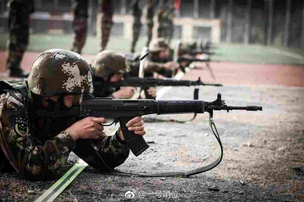 Soldier shooting with a gun