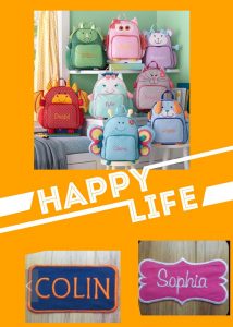 Schoolbags with embroidered name of kids