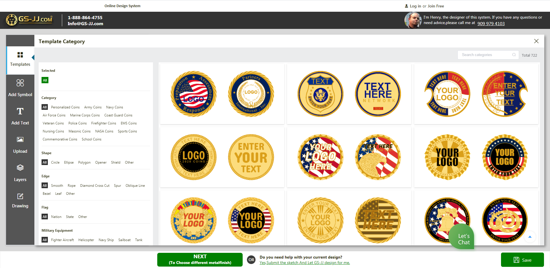 interface of coins online design system