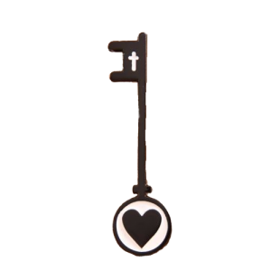 Heart-shaped musical instrument pin