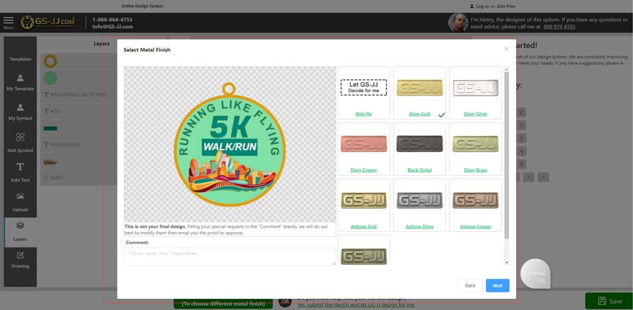 Select Custom Medal Plating